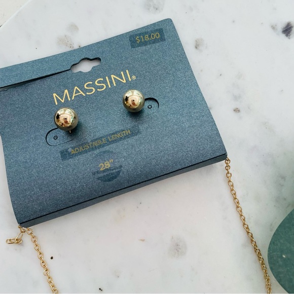Massini Disc Tassel Necklace Earring Set - Picture 3 of 5